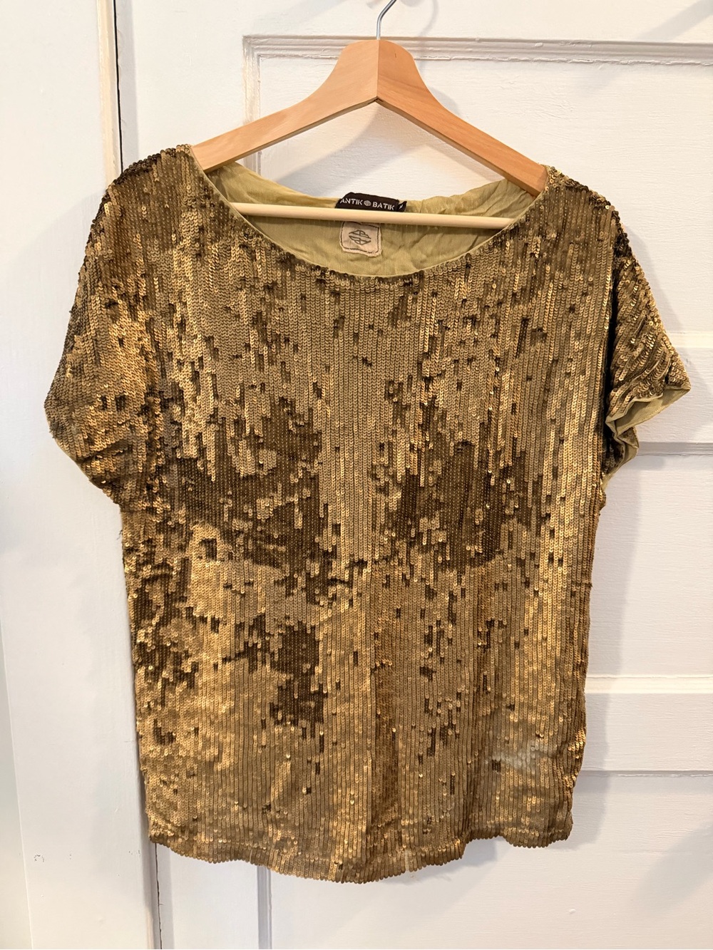 Antik Batik Metallic Gold Sequin Short Sleeve Tee